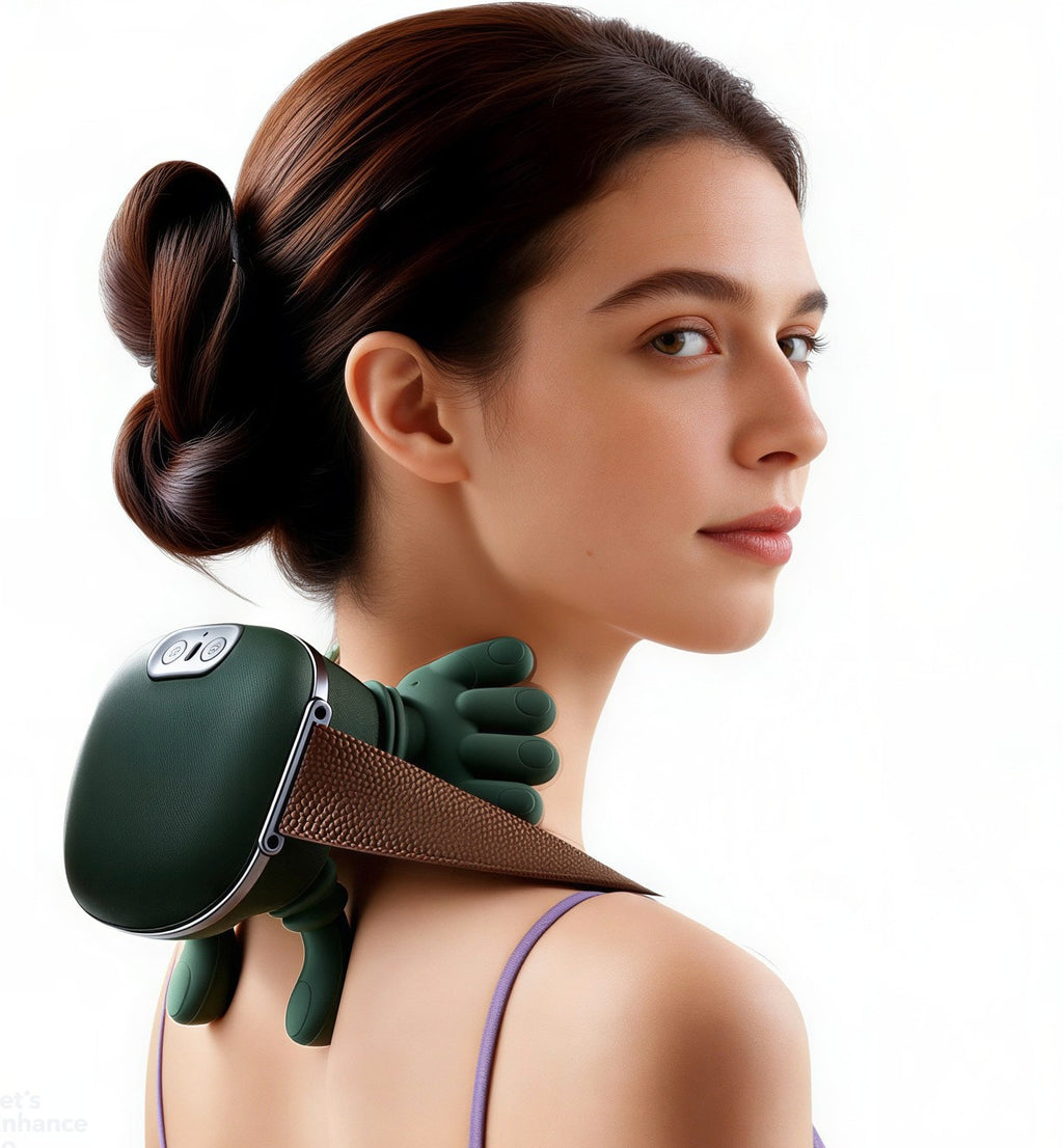 4D Human-Hand Simulation Cordless Neck & Shoulder Massager – Deep Kneading Pain Relief with Heat Therapy