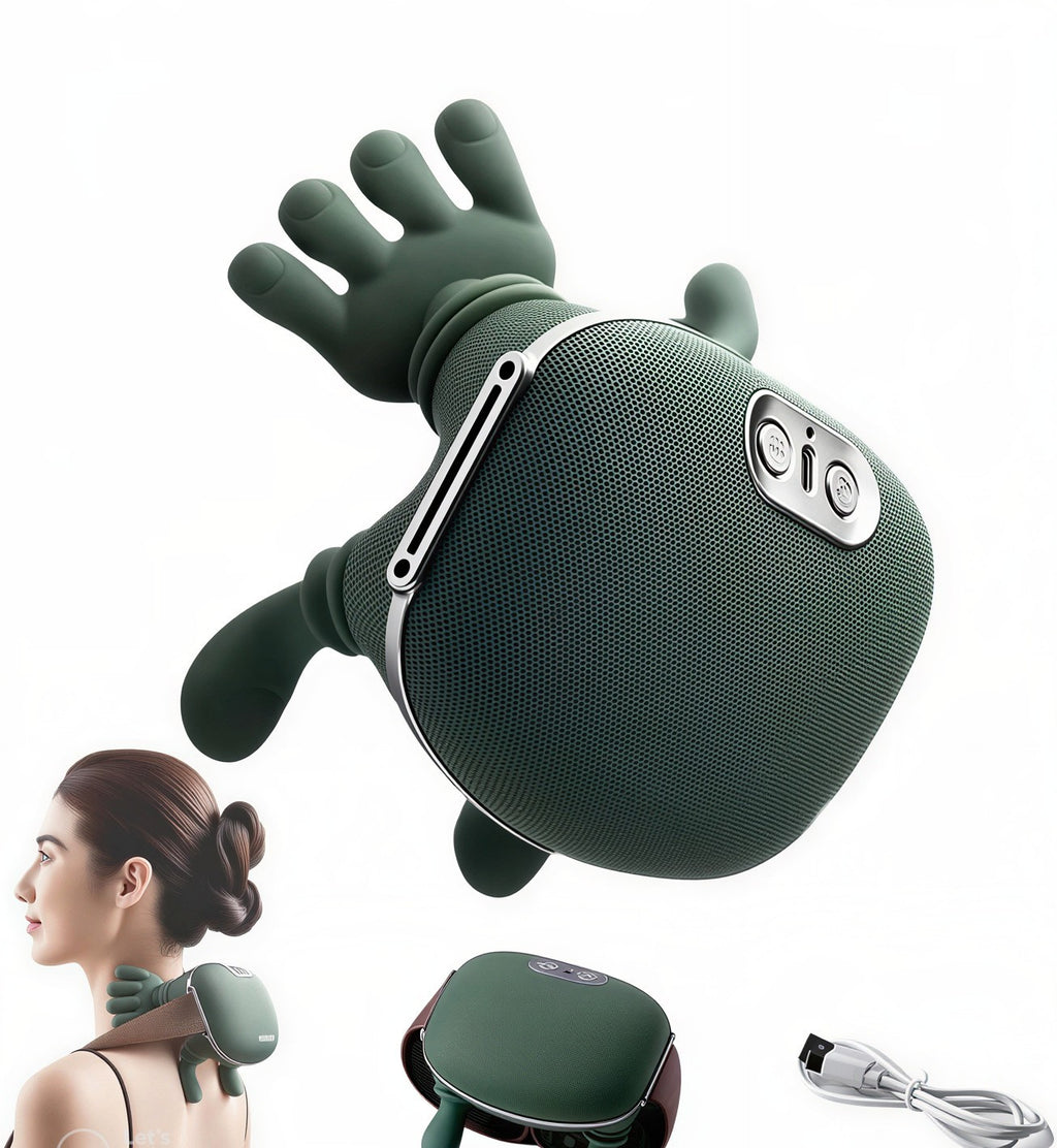 4D Human-Hand Simulation Cordless Neck & Shoulder Massager – Deep Kneading Pain Relief with Heat Therapy