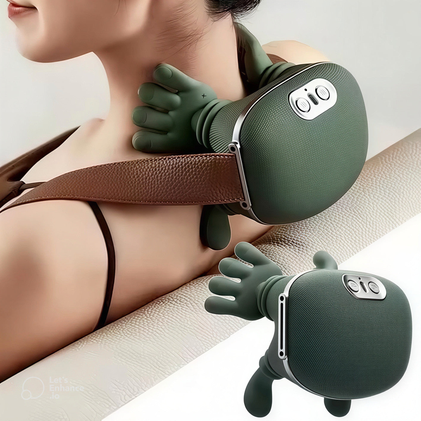 4D Human-Hand Simulation Cordless Neck & Shoulder Massager – Deep Kneading Pain Relief with Heat Therapy
